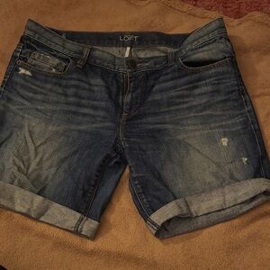 LOFT Dark Blue Washed Out Jean Shorts